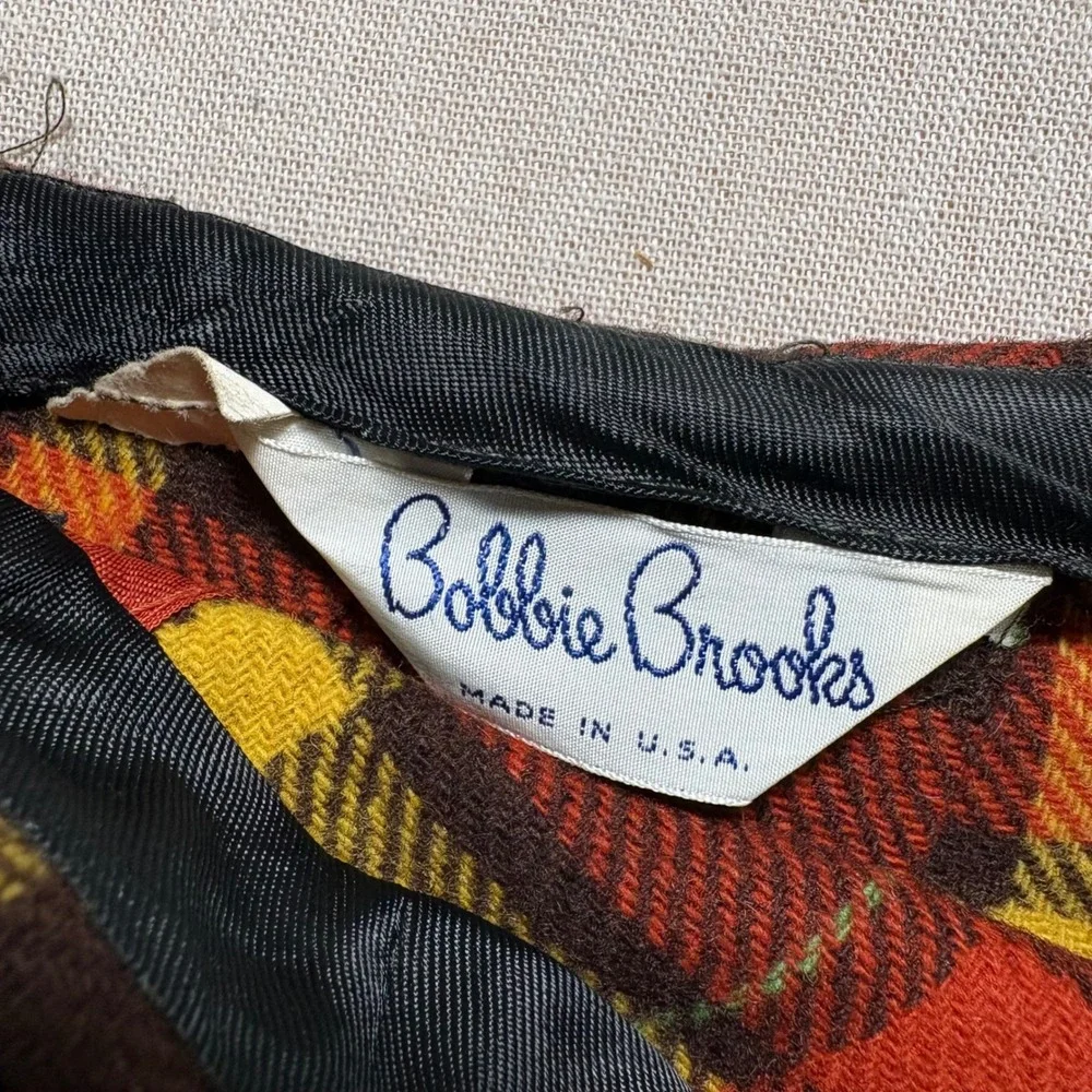 VTG Bobbie Brooks Red Plaid Pleated Wrap Kilt Skirt Wool Dark Academia USA Sz S
